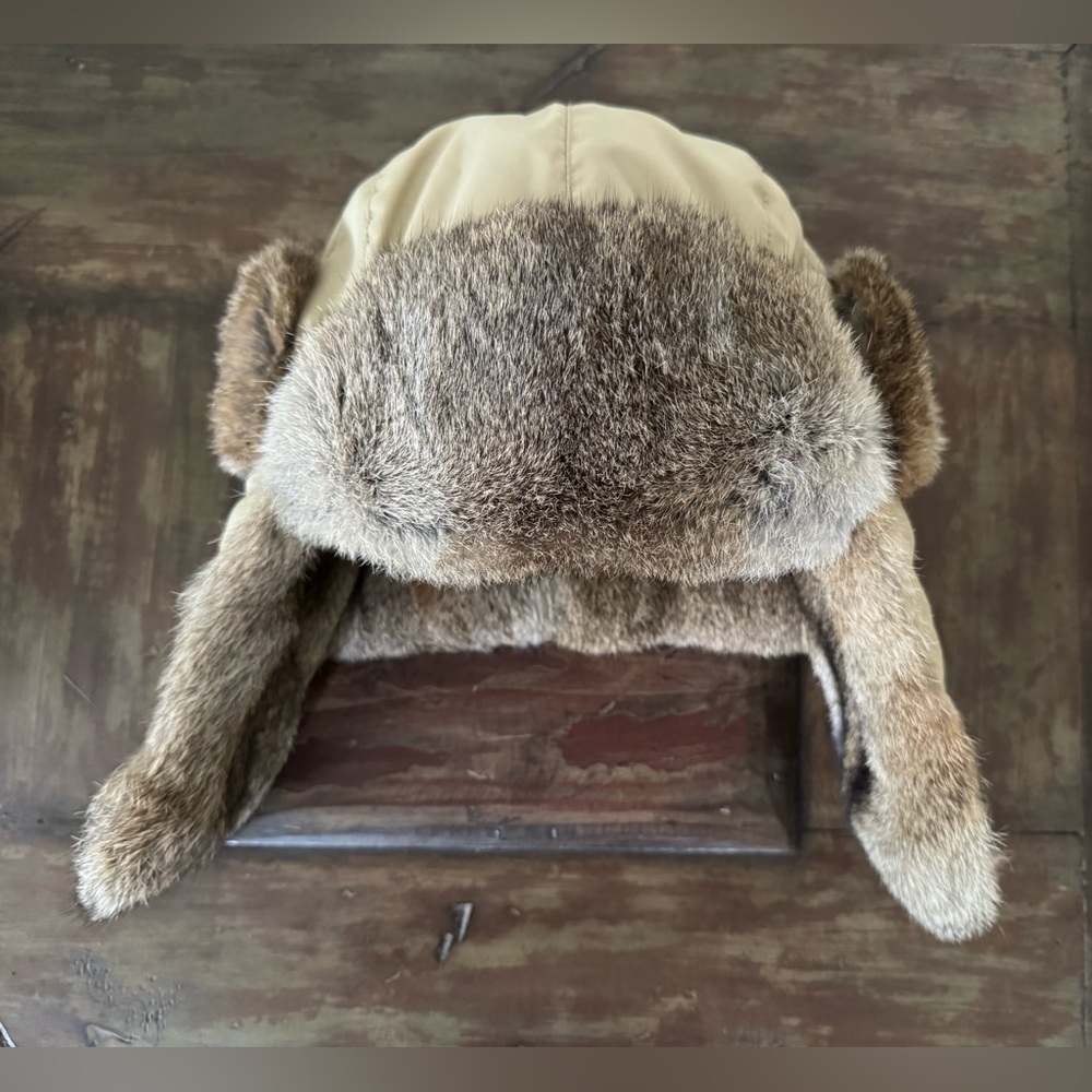 Nathaniel Cole by Crown‎ Cap rabbit fur trim aviator hat unisex size XL